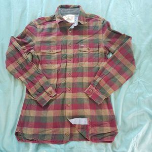 Lacoste Mens Button Down Red/Green Plaid Regular Fit 38 Shirt